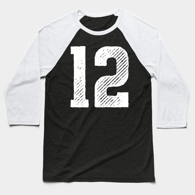 Rough Number 12 Baseball T-Shirt by colorsplash